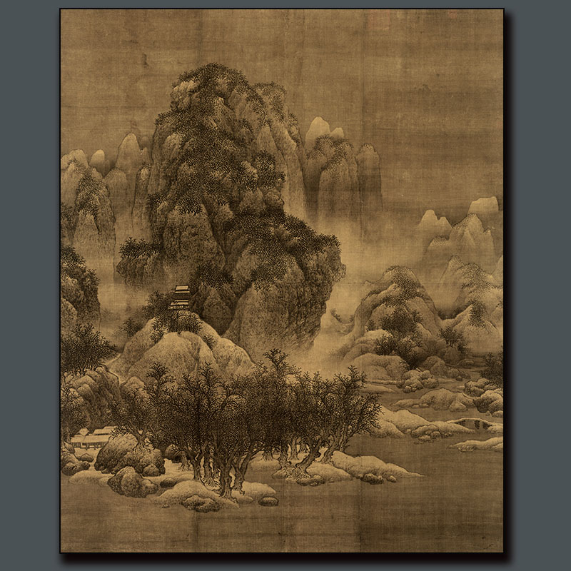 Van Wide Snowscape Chilling Forest Plot of the Song Dynasty Painting Landscape Sharp Surface Middle Hall Painting Core Decorated with Imitation True Copies