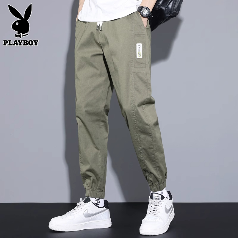Playboy Pure Cotton Jogger Casual Pants Men's Summer 2026 New Loose Harem Pants Men's Trendy Brand Cargo Pants