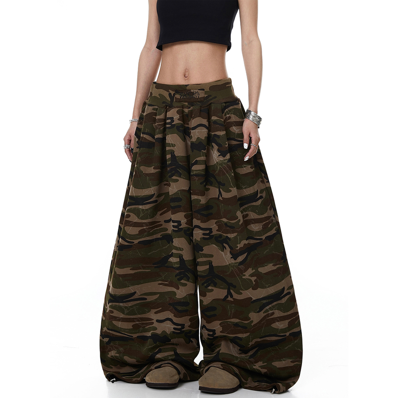 Blacklists American Retro Distressed Faded Camouflage Scimitar Sweatpants Unisex Trendy Street Dance Loose Wide-Leg Pants Blacklists American Retro Distressed Faded Camouflage Scimitar Sweatpants Unisex Trendy Street Dance Loose Wide-Leg Pants
