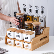 Kitchen ceramic seasoning can set Nordic glass oil bottle sealed can household seasoning box salt jar seasoning bottle