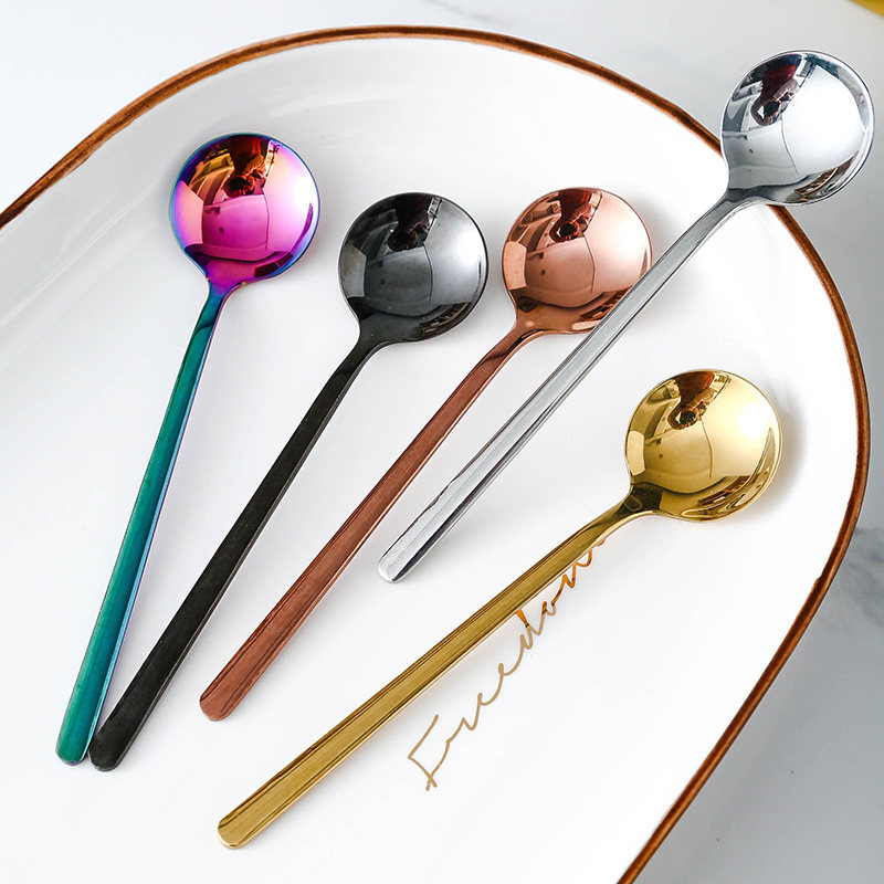 304 stainless steel long handle stirring spoon small tablespoon seasoning coffee spoon lengthened creative ice spoon dessert honey spoon