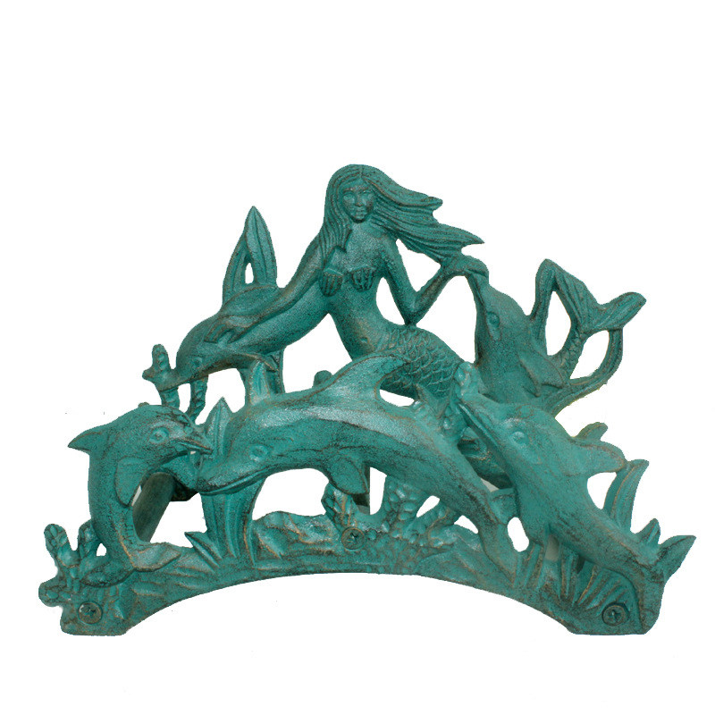 Cast iron wrought iron hanging wall garden garden garden gardening home decoration dolphin mermaid water pipe rack vintage hose bracket
