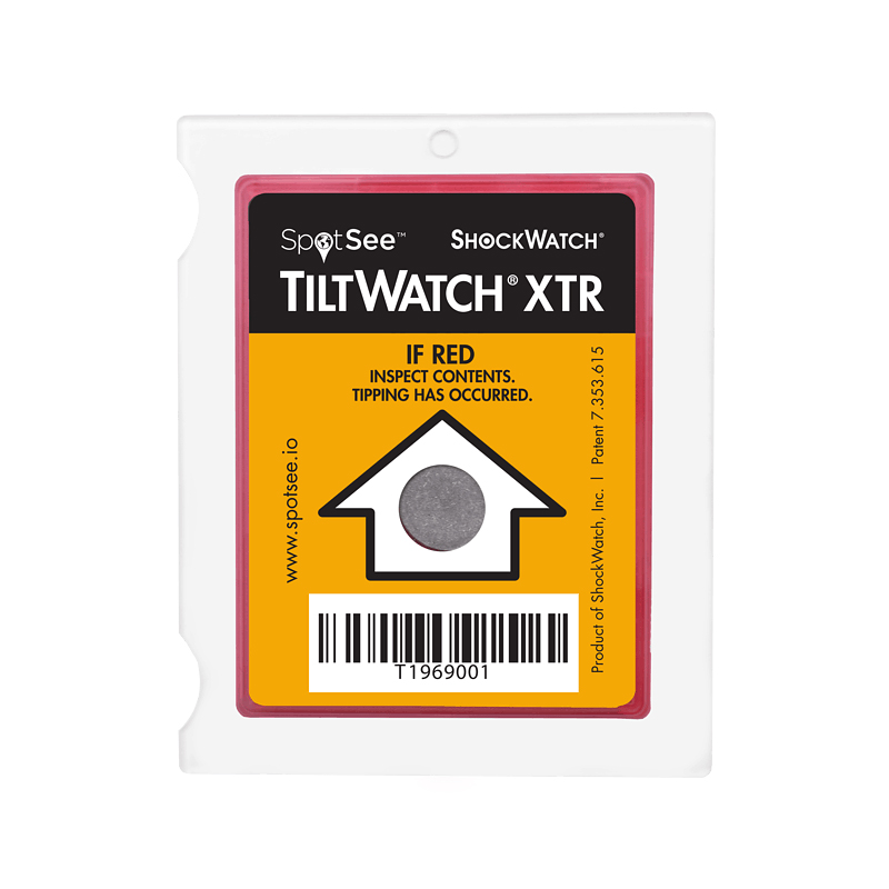 Tiltwatch XTR anti-tilt label large valuables wooden box packaging and transportation loss prevention anti-tipping label