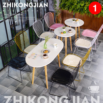 Milk tea shop coffee shop table and chair combination casual simple fresh dining dessert shop net red fast food shop table and chairs
