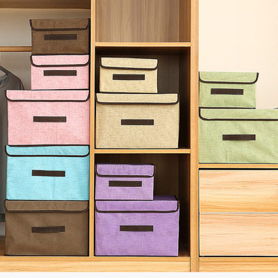 Cloth foldable with lid storage box non-woven cloth dust-proof storage box linen cotton underwear storage box clothing storage box