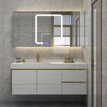 Rock board bathroom cabinet modern light luxury Rock board one basin bathroom wash sink sink cabinet combination