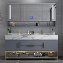 Washbasin cabinet combination toilet wash table double basin bathroom cabinet modern simple floor-standing marble sink
