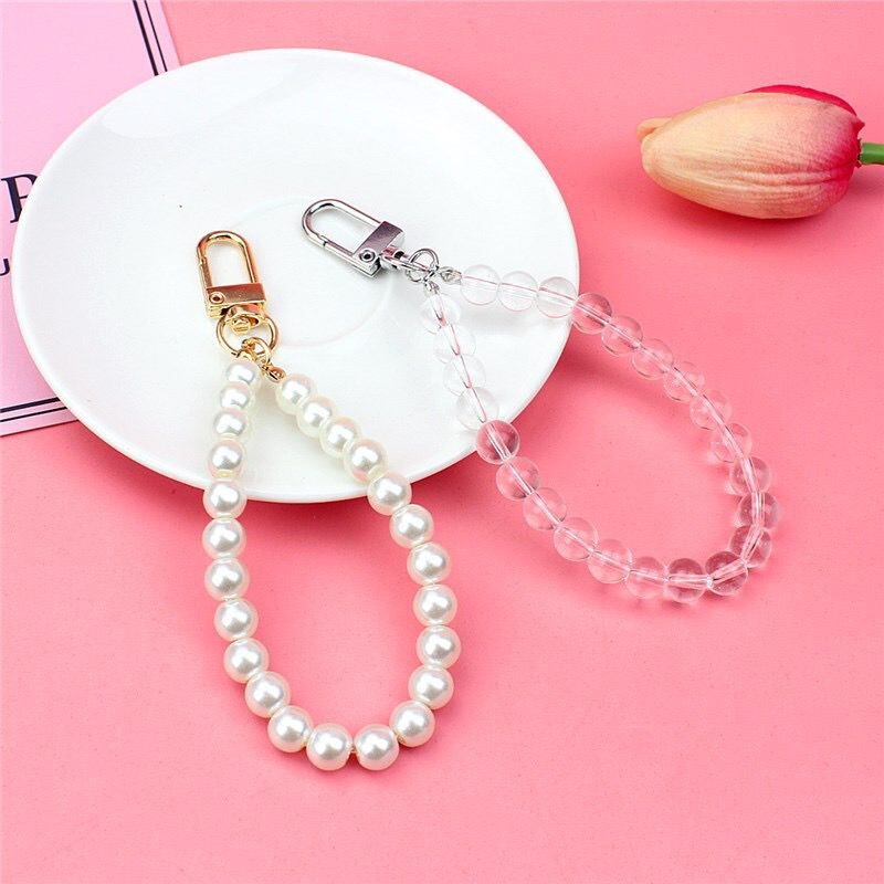 Pearl Key Chain Lobster Clasp Chain DIY Accessories Hand Bead Chain Hair Ball Key Chain Pendant Jewelry