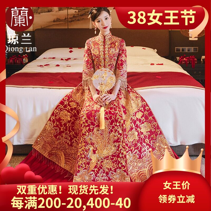 Show clothes 2021 new wedding dress female dragon phoenix bride Chinese wedding dress show small man atmosphere high-end