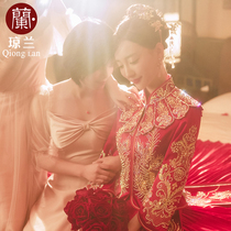 Show and dress 2022 new wedding bridal gown female midway wedding dress dragon crested gown gown sashimi gowns skinny dressing gown