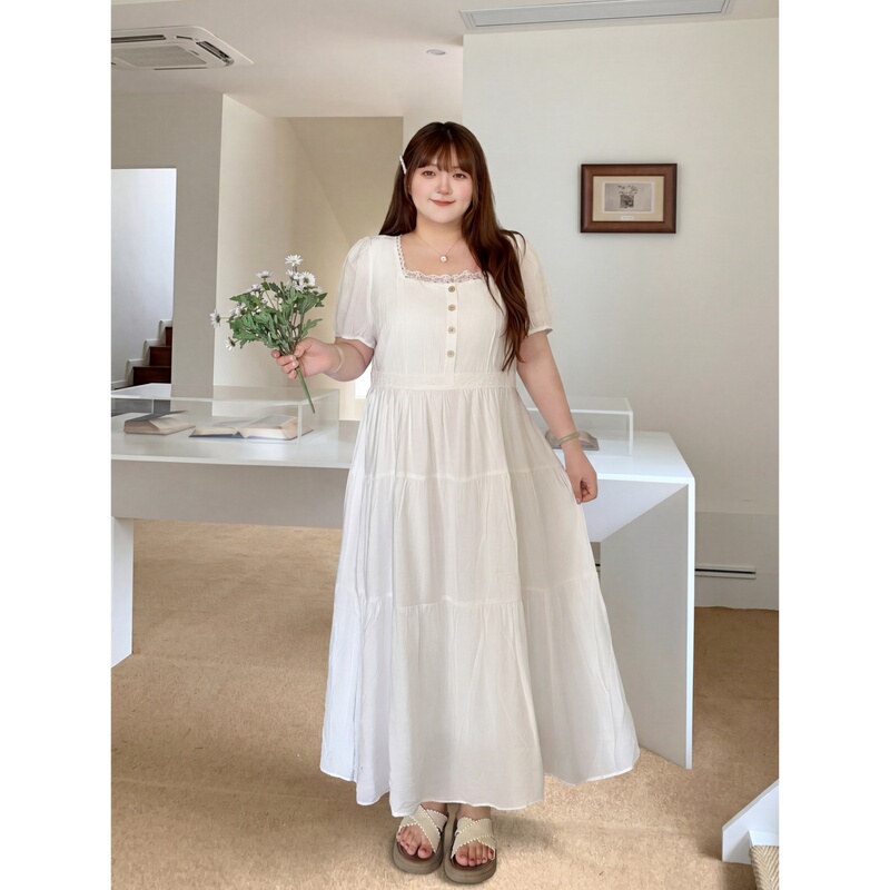 Floral Plus-Size Women's Clothing Summer Simple Design Fashionable Long Dress for Fat Women Vacation Style Work Dress 15516Z Floral Plus-Size Women's Clothing Summer Simple Design Fashionable Long Dress for Fat Women Vacation Style Work Dress 15516Z