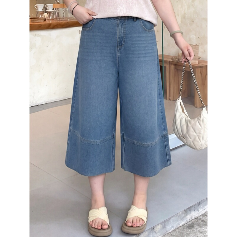 Huaqi Plus Size Women's Summer American Retro Capri Pants Slimming Loose Straight Leg Jeans 17751Z Huaqi Plus Size Women's Summer American Retro Capri Pants Slimming Loose Straight Leg Jeans 17751Z