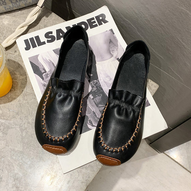 Black Elastic BDoug shoes female 2021 spring new pattern Korean version Versatile soft sole Kick on Shoes for pregnant women Retro Harajuku Single shoes
