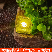 Solar Outdoor Ice Brick Lamp Courtyard Decoration Arrangement Waterproof Candle Stars Led Buried Stairs Light Grass Terrace Lamp