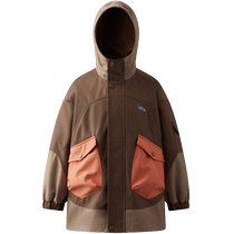 (Three-proof) MQD childrens clothing boys contrasting color windbreaker 24 autumn new childrens hooded jacket medium and large childrens windbreaker