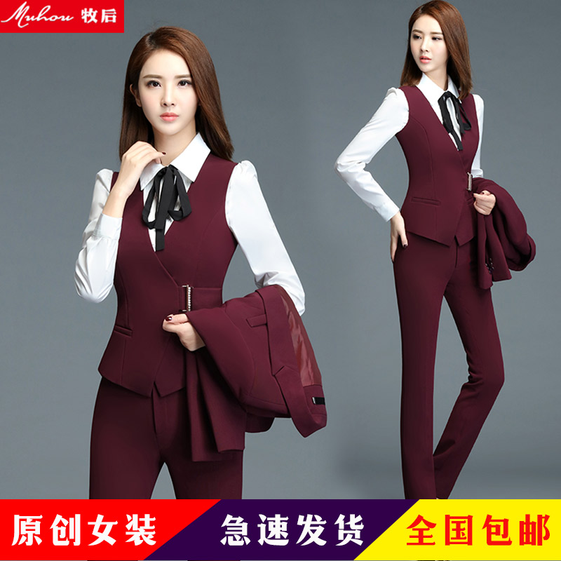 Short suit vest women's professional wear hotel waiter overalls formal wear large size slim waistcoat suit new product