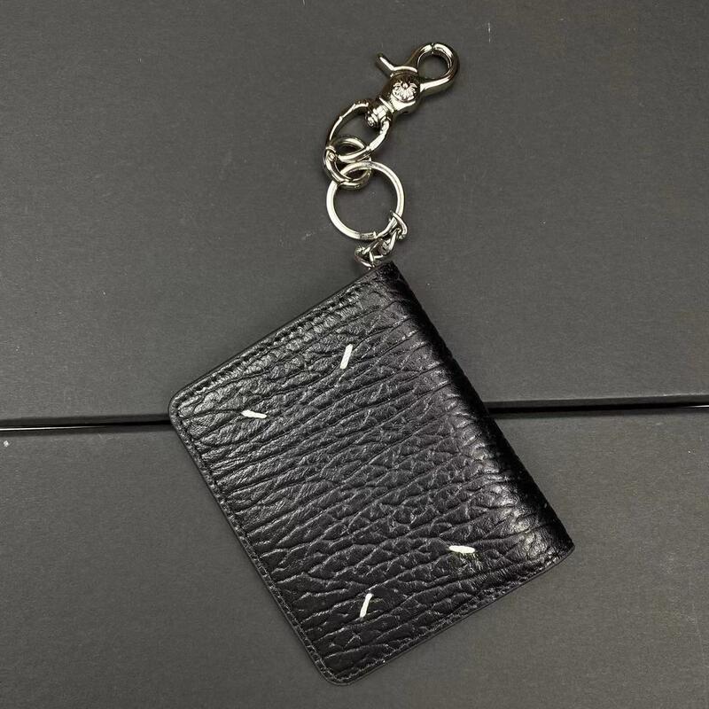 Margiel Style New First-Layer Cowhide Key Wallet Classic Four-Corner Stitching Margiela Waist Buckle Card Holder