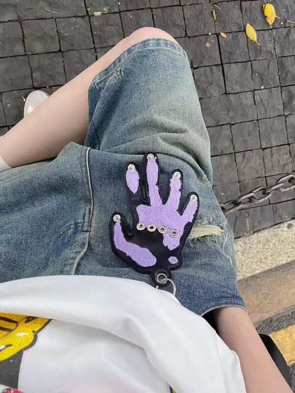 Cgyyds Third Anniversary Benefits Cowhide Palm Embroidery Keychain DIY Niche High-End Atmosphere Pendant Accessory