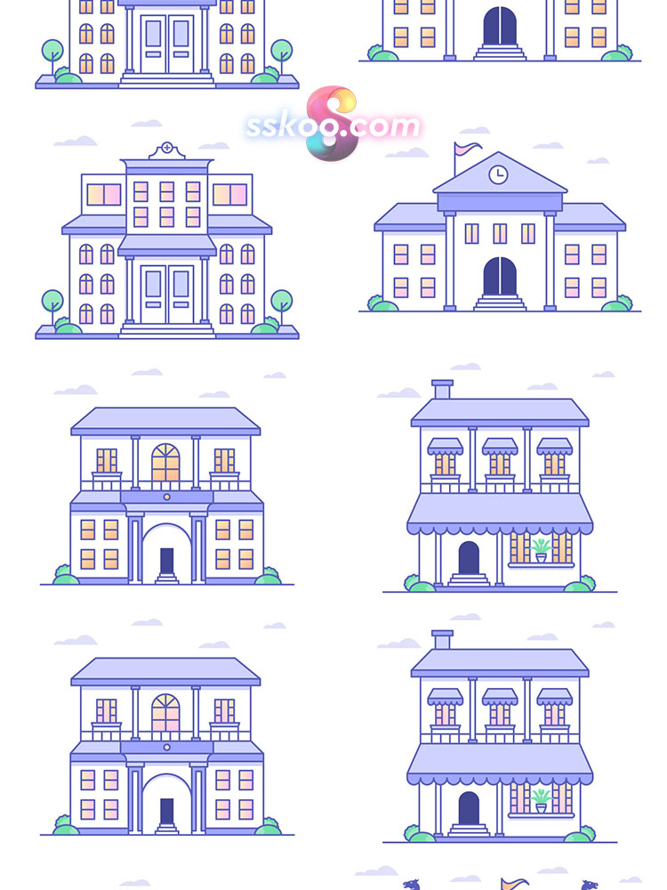 世界名城古迹建筑教堂高楼房屋APP菜单UI图标ICON AI矢量设计素材插图3