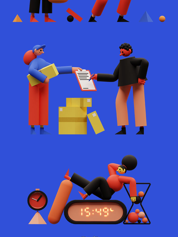 3D立体三维人物角色模型工作办公插图插画blend免扣PNG设计素材插图10