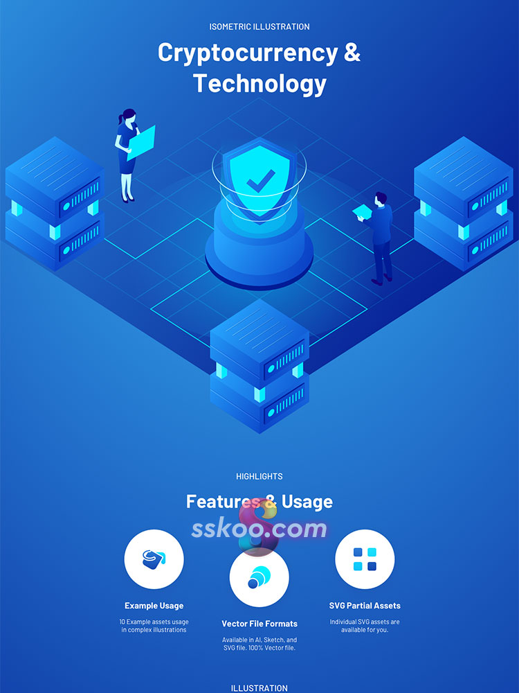 2.5D等距金融科技区块链B特币大数据AI矢量3D立体插画设计素材插图16