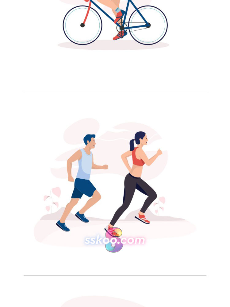 户外健身瑜珈跑步骑车运动插画绘画插图AI矢量SVG设计Sketch素材插图2