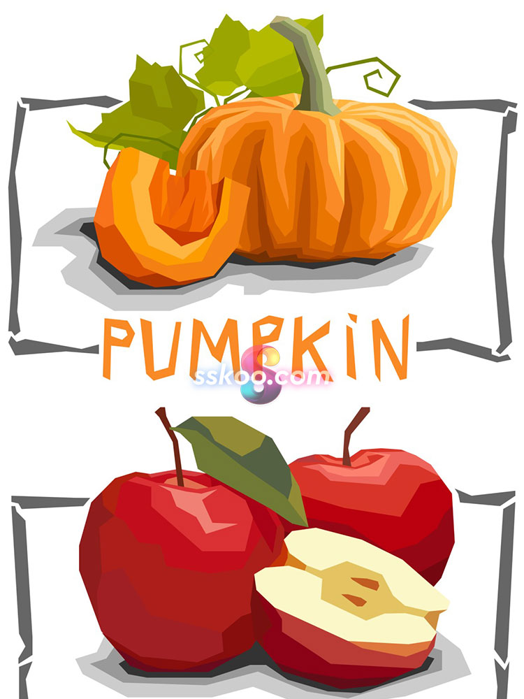 水果苹果梨子橙子西瓜蔬菜手绘剪贴画插画AI矢量EPS PSD设计素材插图2
