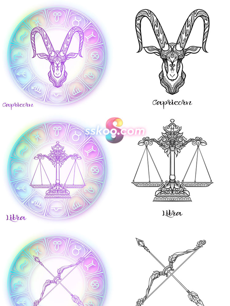 创意十二星座线描风格线条扁平化绘画插图插画AI矢量设计素材插图9