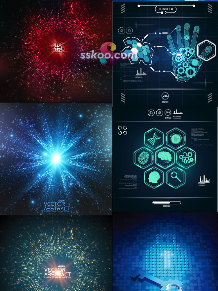 HUD科幻科技粒子地球可视化数据图表屏幕界面AI矢量设计素材模板插图4