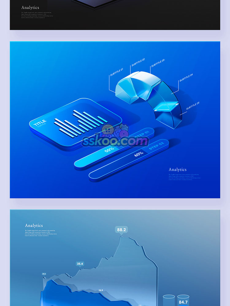 3D立体等距信息数据可视化图表商业图形分析统计PSD模板设计素材插图5