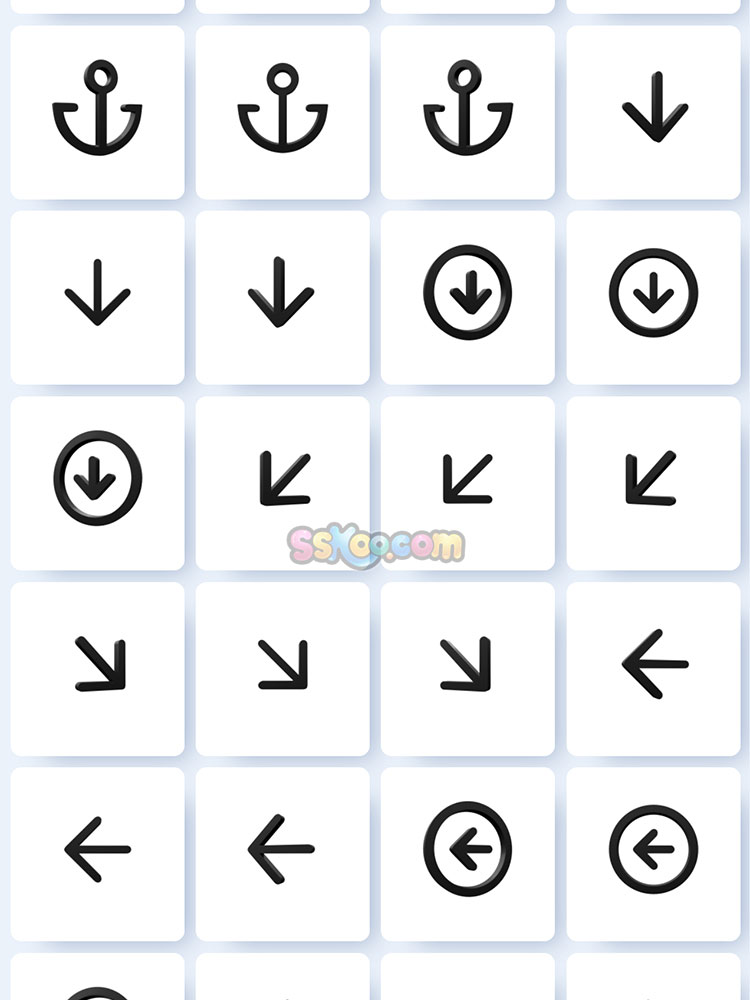 3D立体三维指向箭头OBJ模型PNG免扣ICON图片图标PPT设计fig素材插图2