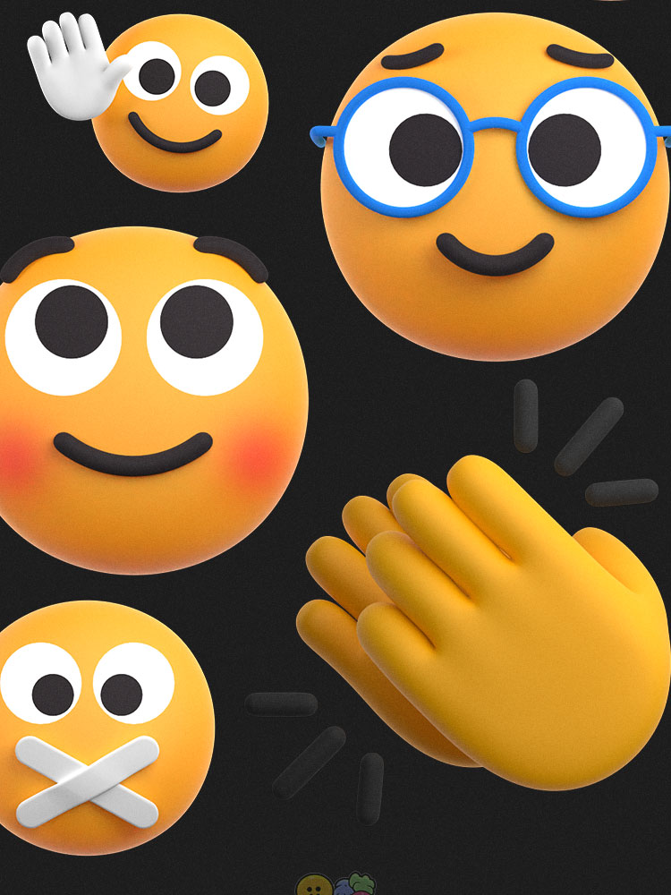 3D立体Emoji笑脸表情包手势开心微笑icon图标png免扣sketch插图xd插图3