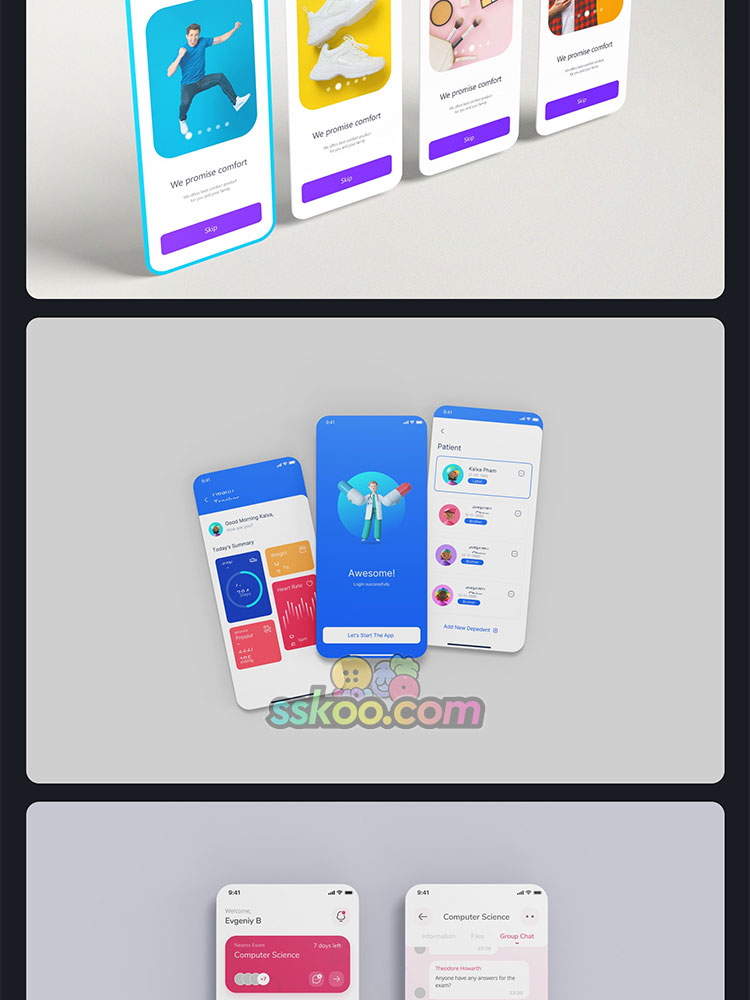 白色白模iPhone手机APP小程序UI界面作品展示贴图样机PSD设计素材插图14
