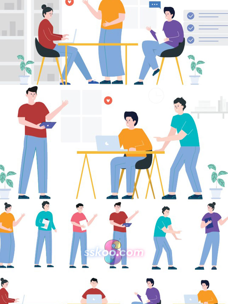 团队建设合作职场人物形象插画绘画插图AI矢量SVG设计Sketch素材插图3