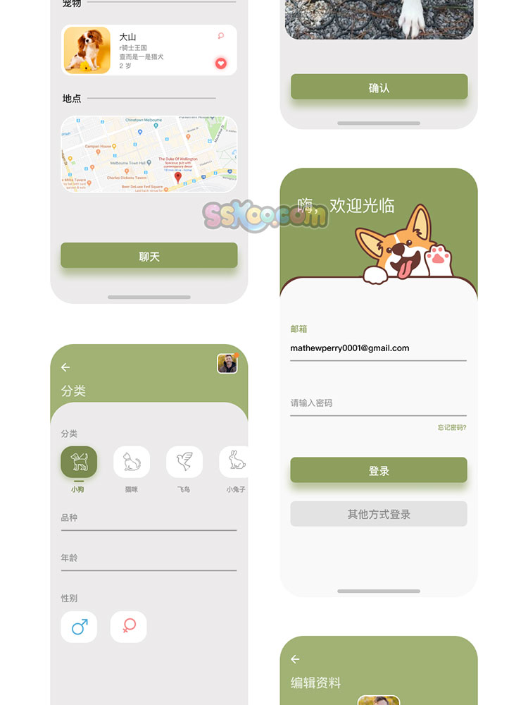 宠物领养社交中文APP小程序手机界面UI设计作品figma素材fig模板插图6