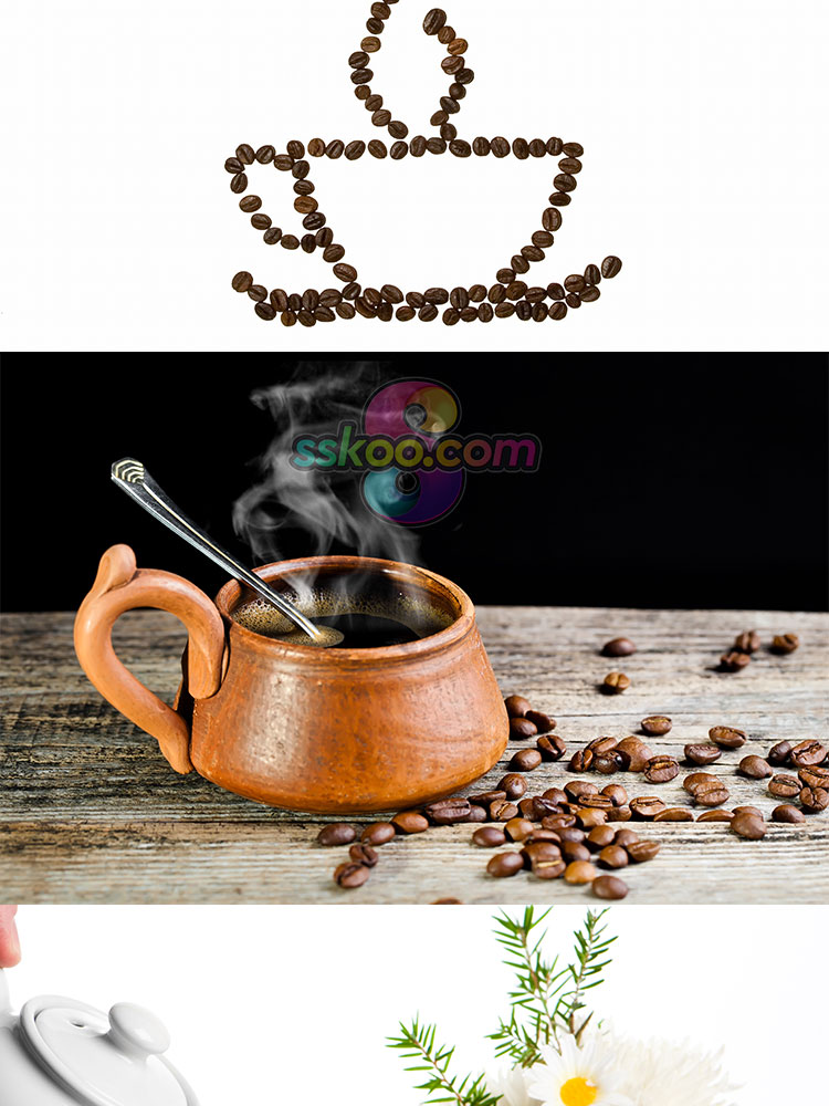 喝咖啡摩卡奶茶咖啡豆甜品特写摄影照片高清图片海报设计背景素材插图4