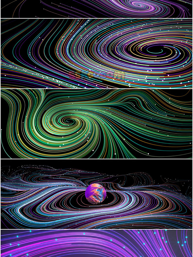 立体彩虹宇宙星空螺旋波纹线条炫酷插画海报电商背影PSD设计素材插图4