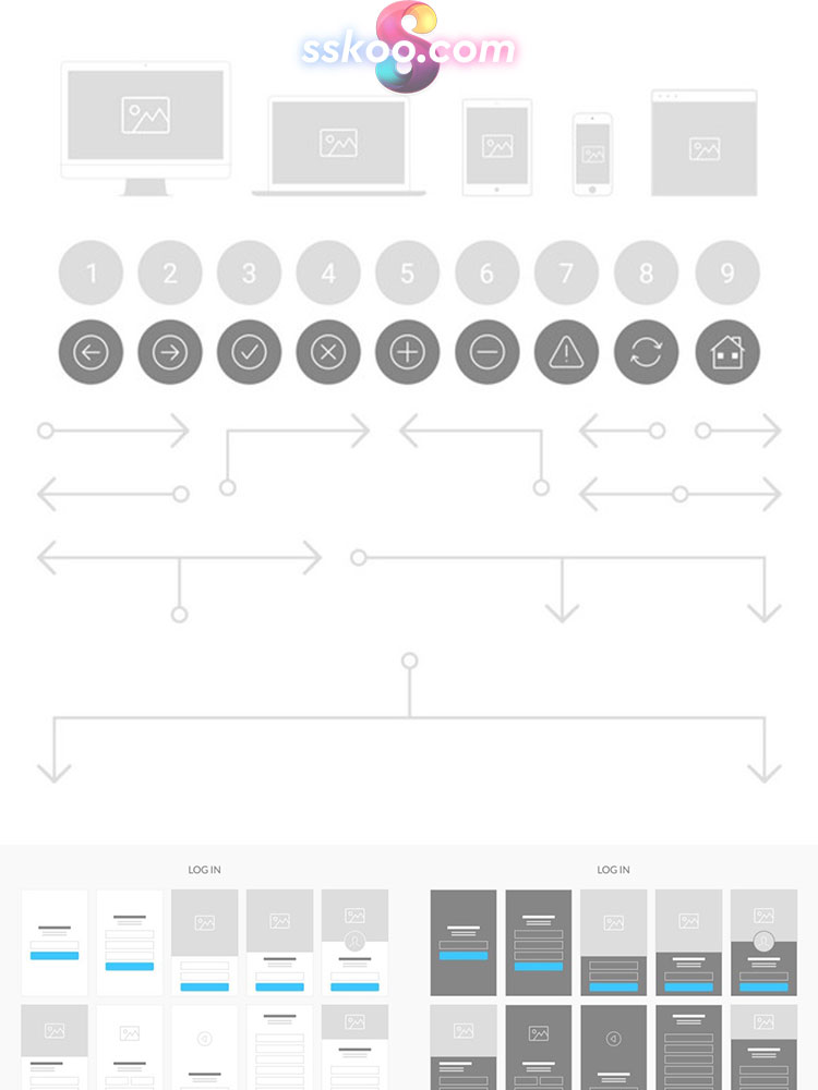 UI界面UX交互网站APP逻辑线框布局流程图PSD素材XD设计Sketch模板插图2