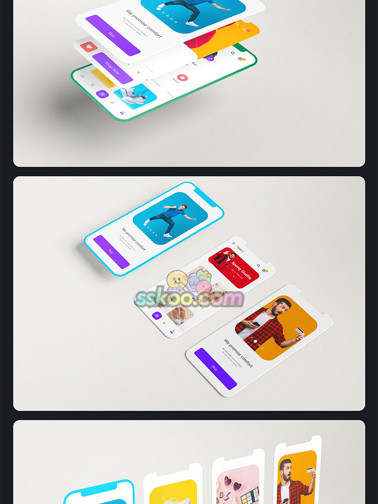 白色白模iPhone手机APP小程序UI界面作品展示贴图样机PSD设计素材插图13