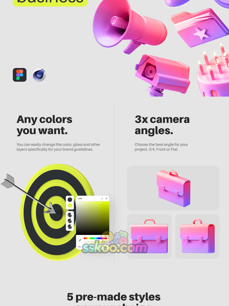 3D立体三维商务APP网页UI图标ICON C4D源文件Figma设计obj素材插图2