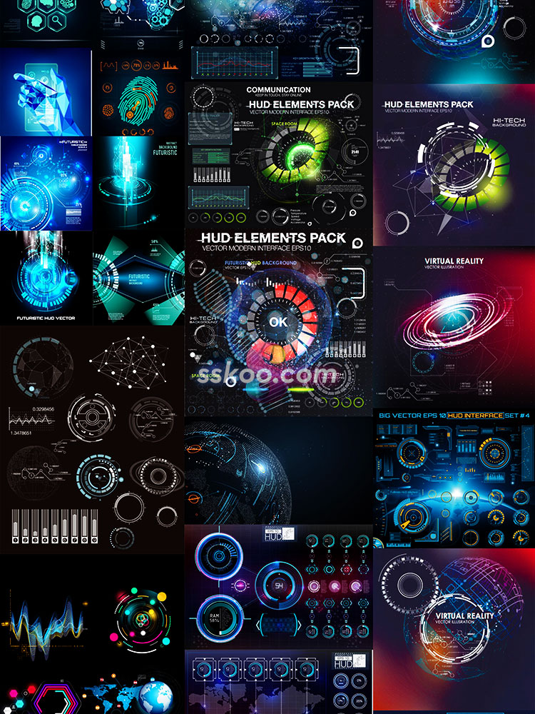 HUD界面UI高科技科幻电影数据信息化图表游戏AI矢量设计素材模版插图11