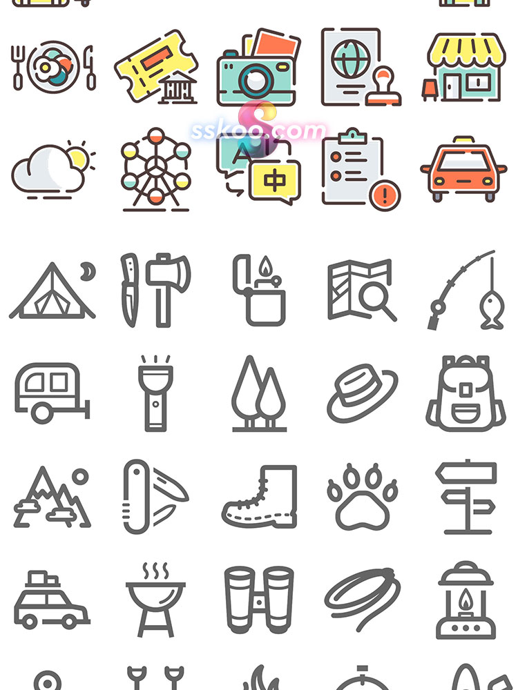 MBE旅游旅行交通户外露营APP UI图标ICON插画AI sketch设计PS素材插图4