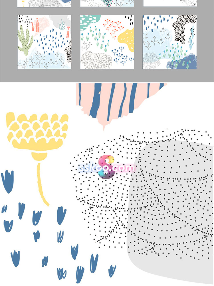 小清新森系植物纹理涂鸦手绘水彩剪贴插画PNG免扣AI设计装饰素材插图3