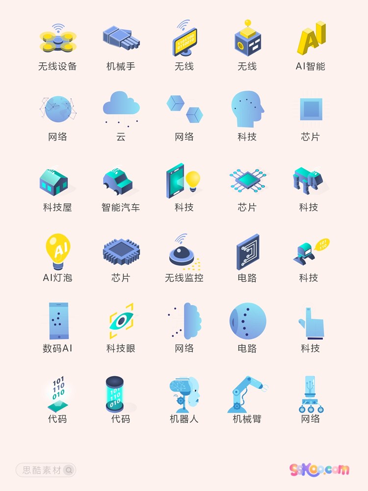 机器人芯片高科技制造业UI图标icon插画XD模板Sketch设计ai素材插图2