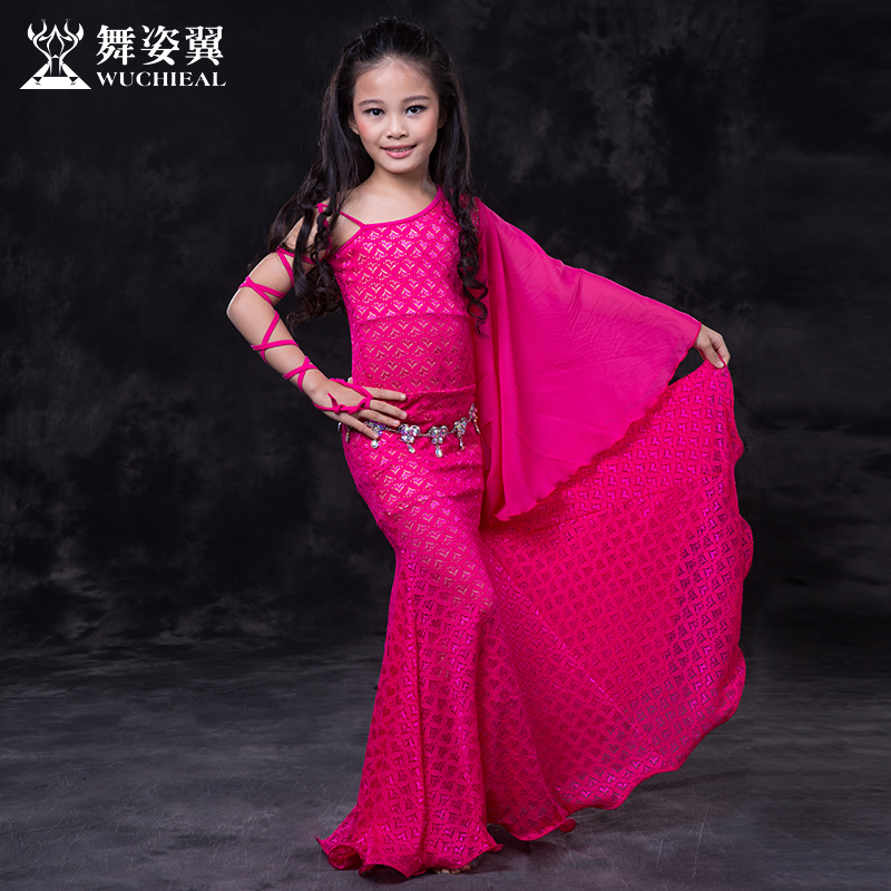 Dancing pose winged children belly dance practice Costume Foreign Dress Autumn Winter New Lace Indian Dance out of RT106