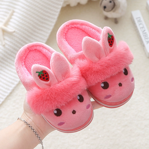 Детские зимние мультяшные тапочки для принцессы, удерживающие тепло нескользящие туфли