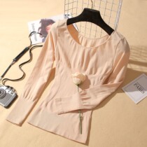 Three-shot Spring Autumn New Complexion Skintight Warm Autumn Clothing Womens Slim Fit Seamless Beauty Body Underwear Round Collar Long Sleeve Undershirt