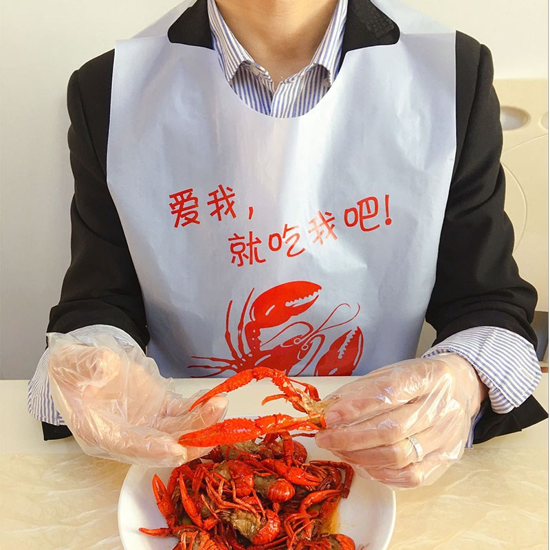 Disposable napkin eats lobster with surrounding neck adults eat lunch around the neck and peddle adult with apron kitchen