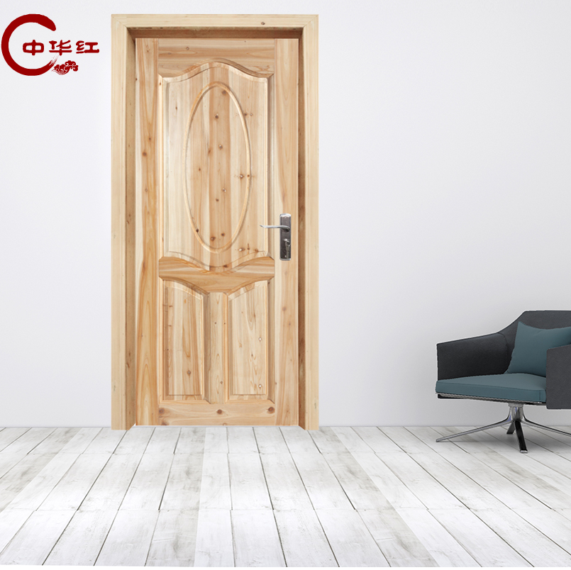 Customized retro solid wood fir log door indoor room plain door Mediterranean sliding door environmental protection sliding glass kitchen