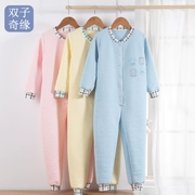 Cô gái thân thiện mùa thu và mùa đông 3 trẻ em cotton dày 4 trẻ em lớn Bộ đồ ngủ một mảnh ấm áp Đàn ông 2-5 tuổi 7 quần áo